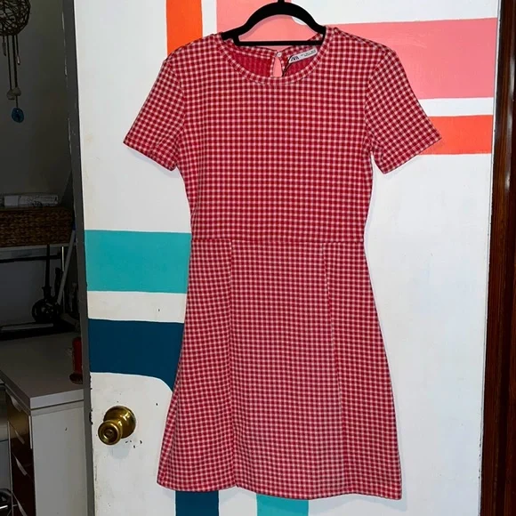 red checkered dress zara NWT ZARA Red Check Dress Size L